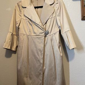 Champagne Evening Coat with Jeweled button